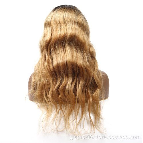 Wholesale Ladies Hair Wigs Lace Frontal Wig Body Wave Hd Swiss Lace Wigs For Women 1BT#27 Ombre Color With Highlights